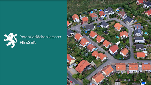 Startbild Potenzialflächenkataster mit Luftbilde von Häusern