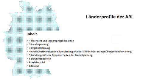 Kontur BRD mit Themen der Länderprofile blaue Kontur BRD mit Themen der Länderprofile