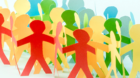 Bunte Umrisse von Personen